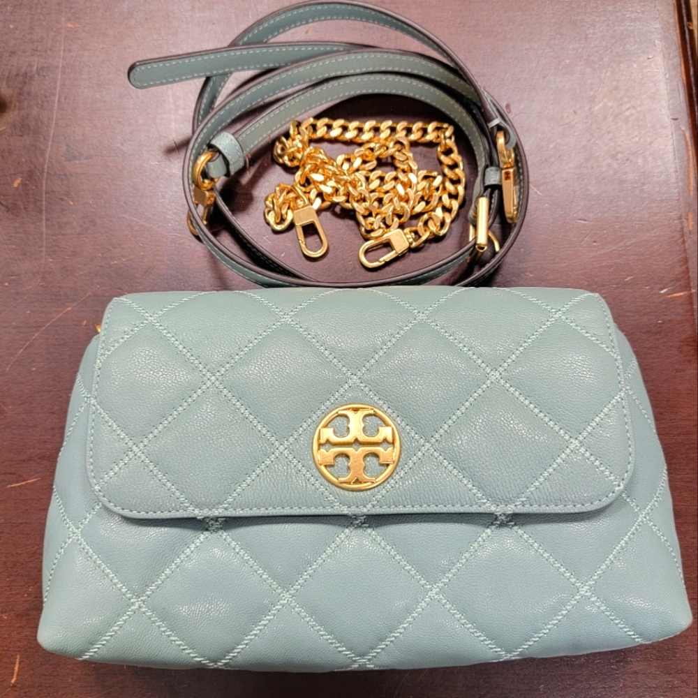 Tory Burch Willa Clutch Or Crossbody Bag Pistachio Mint Color Like New!